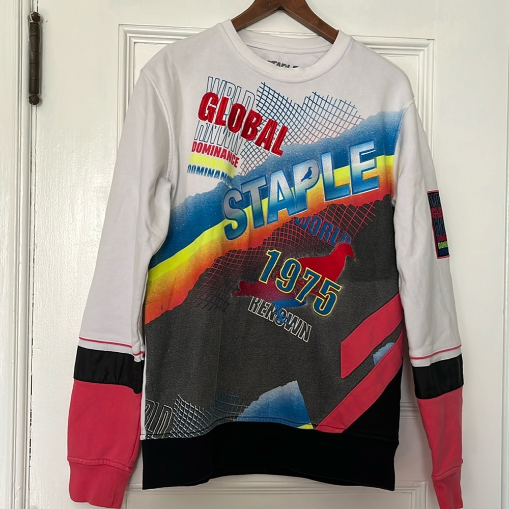Staple Pigeon Mens Moto Sweatshirt Size Medium White / Black